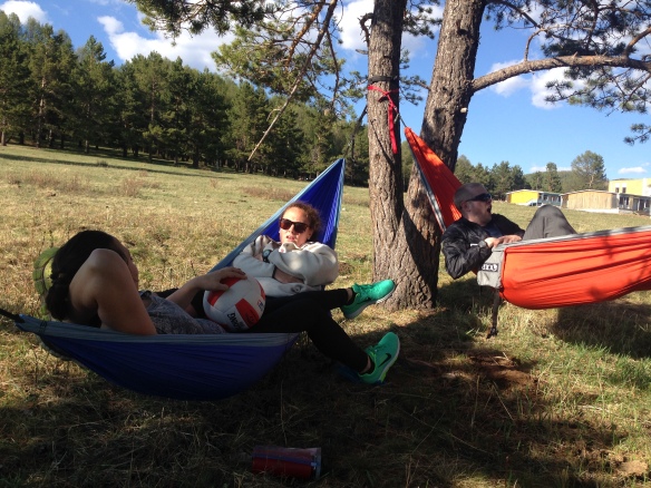 Lounging in hammocks during orientation days. 