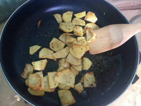 Cooking up some fried potatoes. 