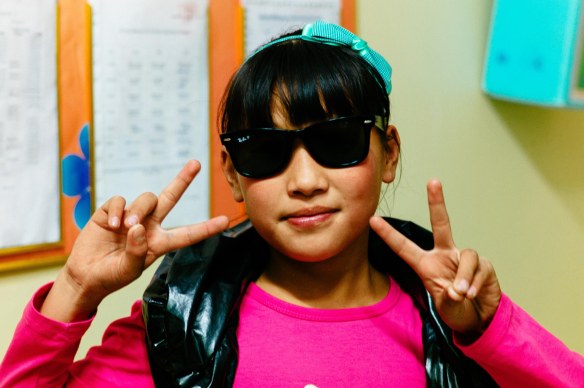 One of my 6th graders rocking my sunglasses.